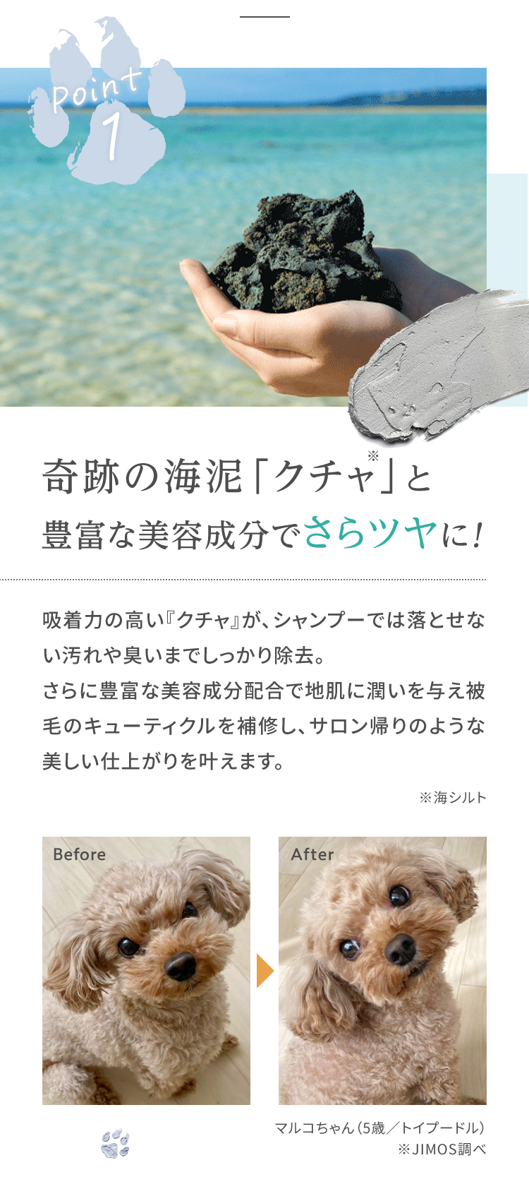 point1 奇跡の海泥「クチャ」と豊富な美容成分でさらツヤに!