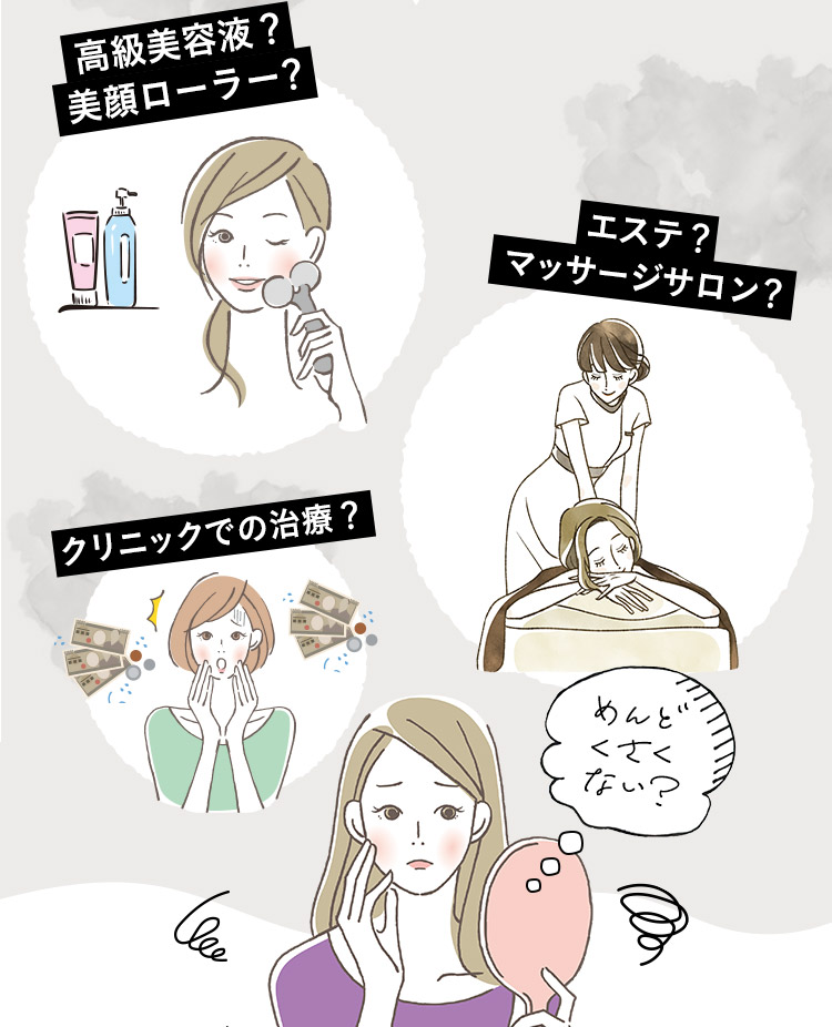 ⾼級美容液？美顔ローラー？エステ？マッサージサロン？クリニックでの治療？