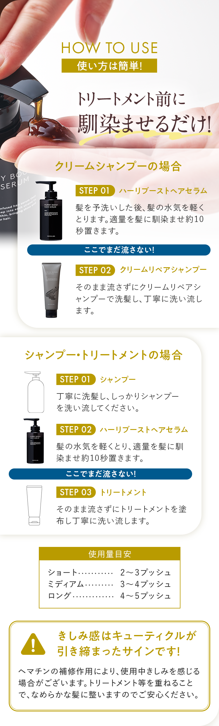 使い方は簡単！トリートメント前に馴染ませるだけ！