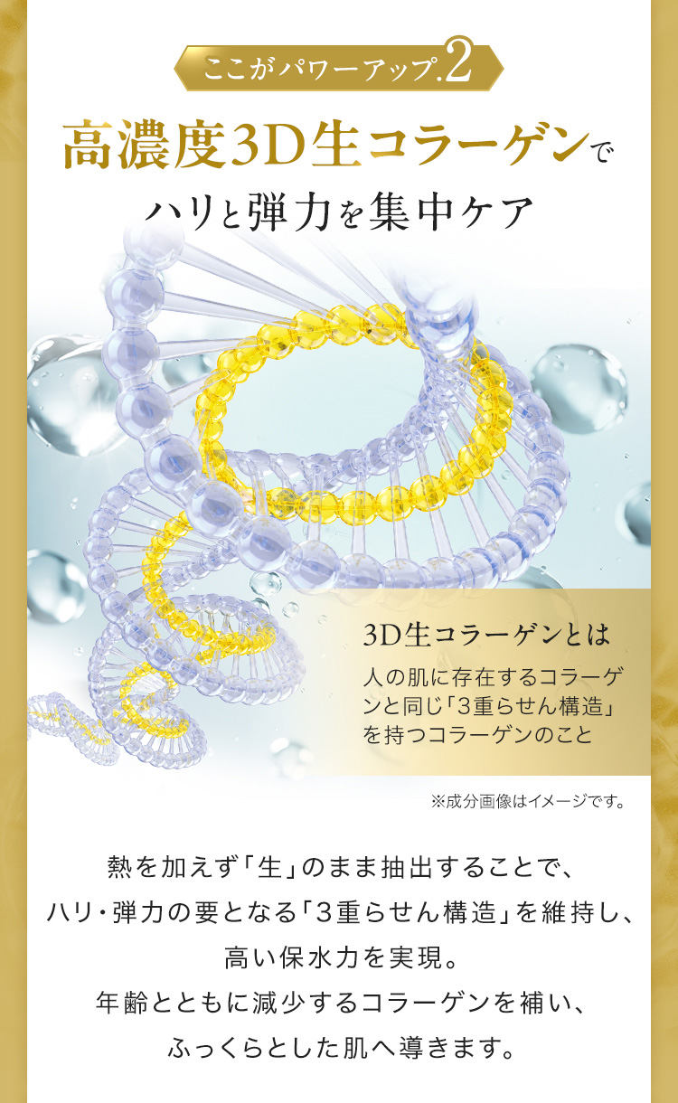 高濃度3D生コラーゲンでハリと弾力を集中ケア