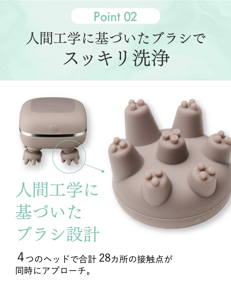 Point02 人間工学に基づいたブラシでスッキリ洗浄