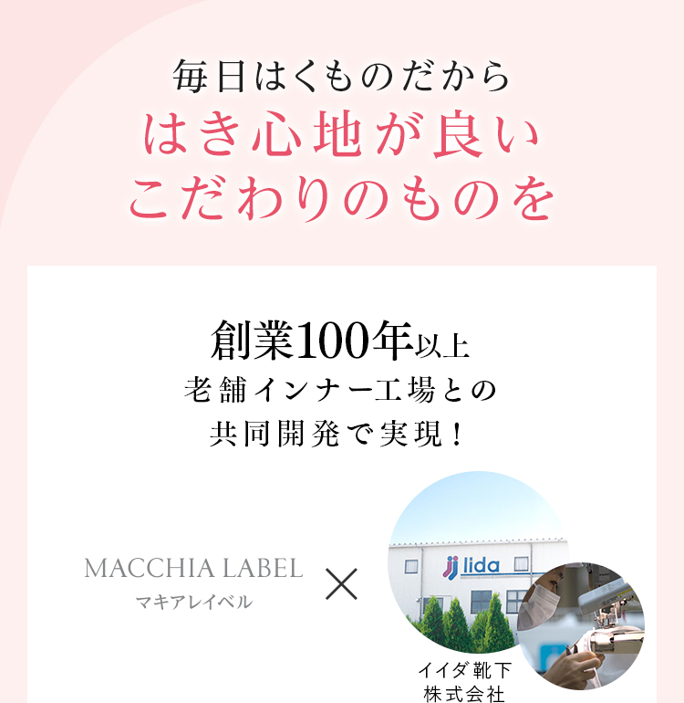 毎日はくものだから はき心地が良いこだわりのものを 創業100年以上 老舗インナー工場との共同開発で実現！