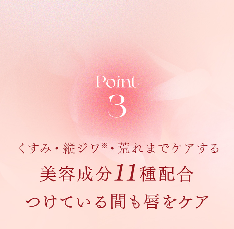 Point3 くすみ・縦ジワ※・荒れまでケアする美容成分11種配合 つけている間も唇をケア