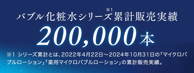 バブル化粧水シリーズ累計販売実績200,000本